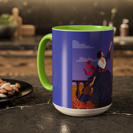 The Dawn Serenade Colorful Mug (11oz, 15oz) – Rooster Beauty, Morning Charm & Art Deco Elegance