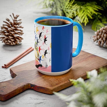 Flight of the Songbirds Colorful Mugs – Theatrical Whimsy & Colorful Harmony