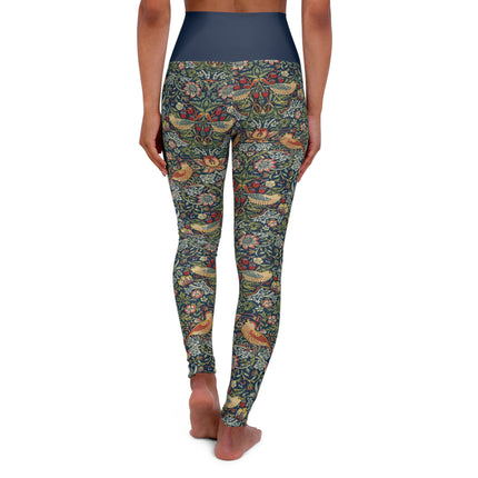 Strawberry Thief by William Morris High Waisted Yoga Leggings (AOP)