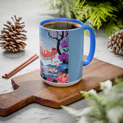 The Ladies Of The Enchanted Hammock Colorful Mugs – Art Deco Whimsical Garden Elegance