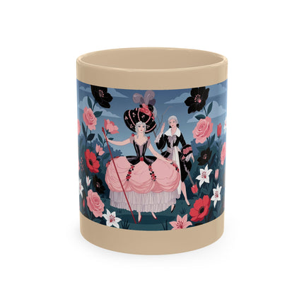 🌹🖤 The Lady Of The Midnight Rose Garden Ceramic Mug – Art Deco Floral Elegance