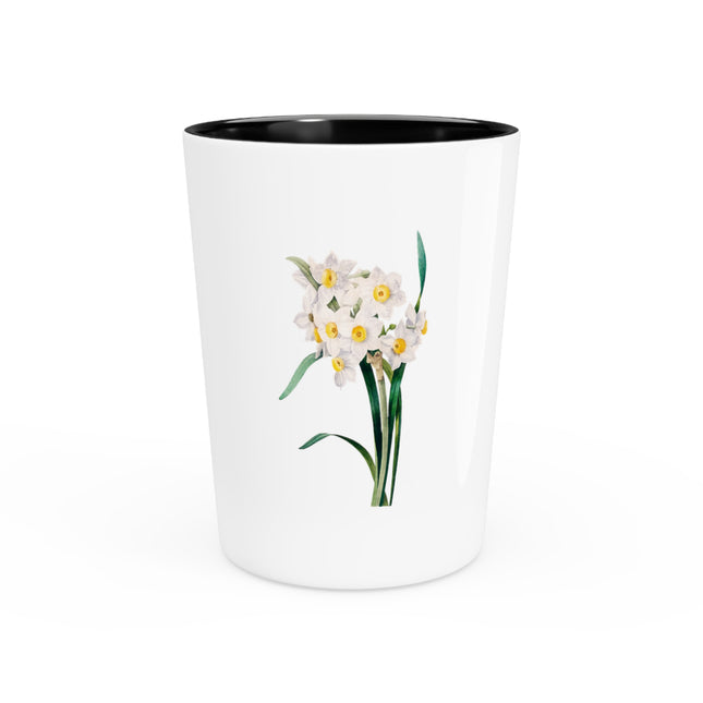 Chinese Sacred Lily botanical illustration by Pierre-Joseph Redouté Ceramic Shot Glass