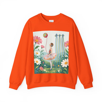 🌼🎈 The Garden Balloon Dancer Crewneck Sweatshirt – Art Deco Floral Whimsy