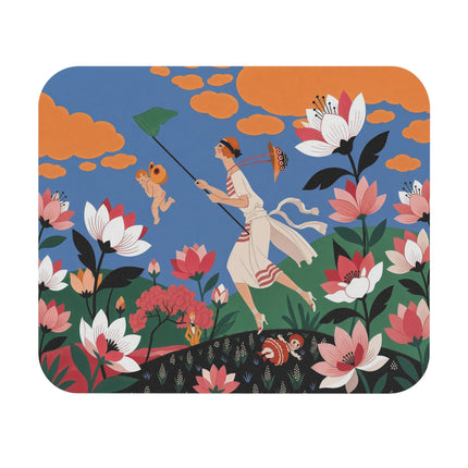 🌸🦋 The Butterfly Chase Mouse Pad – Art Deco Garden Whimsy