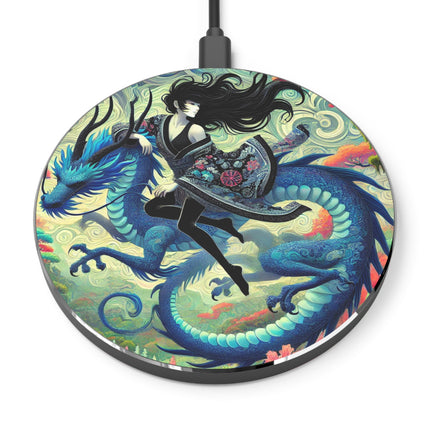 Mystic Guardian of the Sky Wireless Charger – Warrior Fairy & Turquoise Dragon