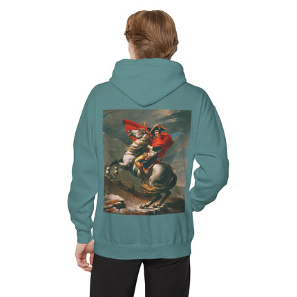 Napoleon Crossing the Alps by Jacques-Louis David Unisex Garment-Dyed Hoodie
