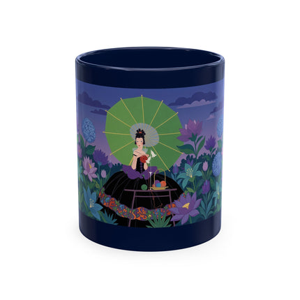 🧶☂️ The Lady Of The Garden Knitting Circle Ceramic Mug – Art Deco Floral Whimsy