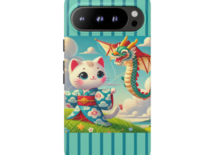 Geisha Kitten and the Dragon Kite Phone Cases
