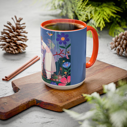 The Lady Of The Enchanted Aquarium Colorful Mugs – Art Deco Aquatic Elegance