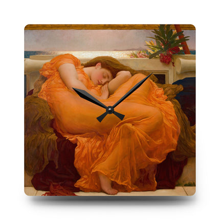 Flaming June by Frederic Leighton Acrylic Wall Clock, Round and Square