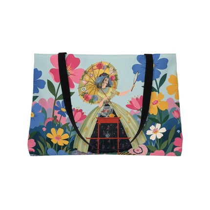 🌸🪞 The Floral Parasol Reflection Weekender Tote Bag – Art Deco Garden Fantasy
