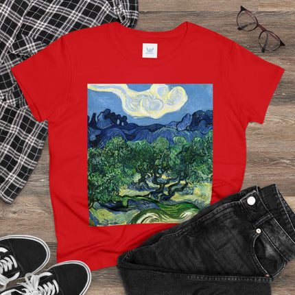 Olive Trees by Vincent Van Gogh Women's Midweight Cotton Tee