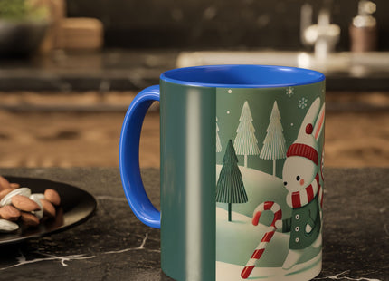 Candy Cane Timekeeper Bunny Colorful Mugs (11oz, 15oz)