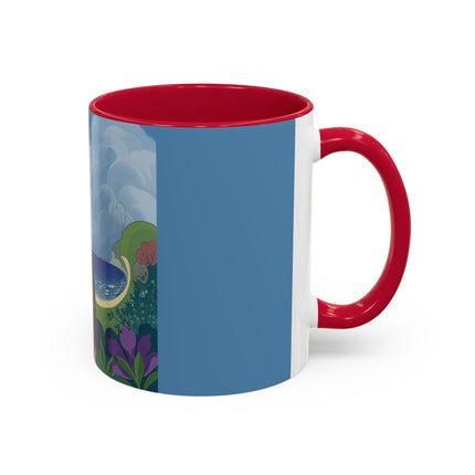 The Lady And The Sea Breeze Colorful Mugs – Art Deco Coastal Serenity