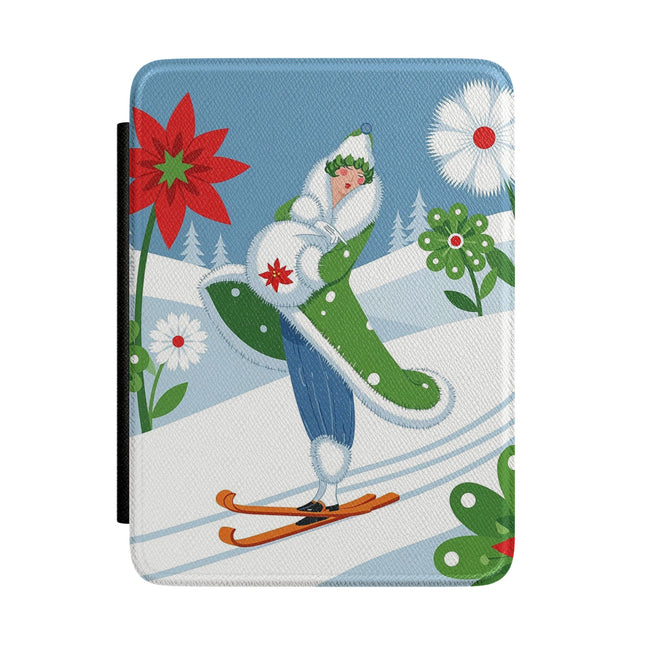 🎿❄️ The Winter Garden Skier Kindle Case – Whimsical Holiday Fantasy