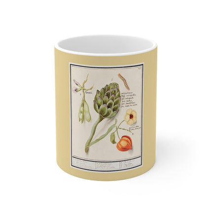 Artichoke, Broad Beans, and Lantern Plant by Anselmus Boëtius de Boodt Ceramic Mug 11oz
