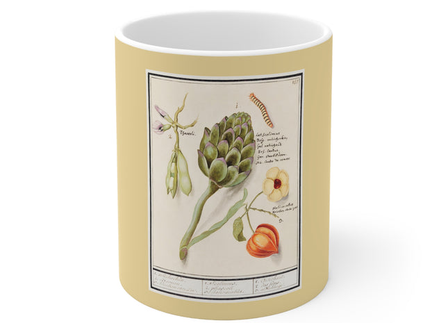 Artichoke, Broad Beans, and Lantern Plant by Anselmus Boëtius de Boodt Ceramic Mug 11oz