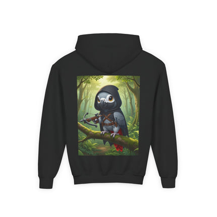 The African Grey Sentinel Youth Hooded Sweatshirt – Quiet Strength & Woodland Adventure