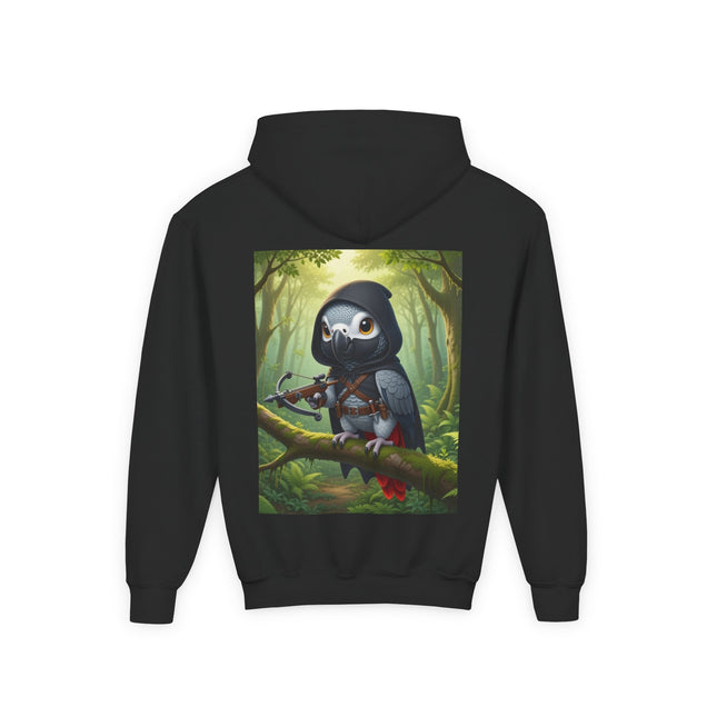 The African Grey Sentinel Youth Hooded Sweatshirt – Quiet Strength & Woodland Adventure