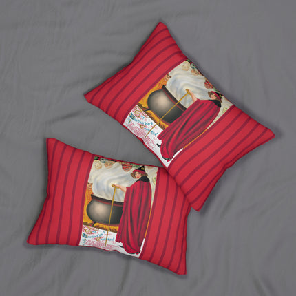 The Hallowe'en Cauldron In the Firelight's Gleam Spun Polyester Lumbar Pillow