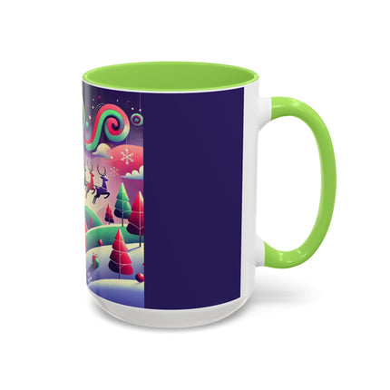 Festive Reindeer Flight Colorful Mugs (11oz, 15oz)
