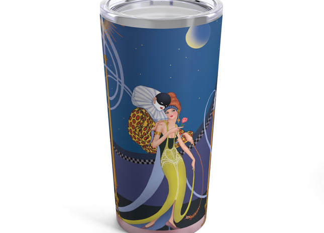 Smoke and Secrets: A Glamorous Encounter in Prohibition Era Tumbler 20oz