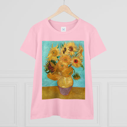 Vase with Twelve Sunflowers by Vincent van Gogh Women's Midweight Cotton Tee