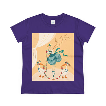 🌸🪽 The Lady And The Garden Storks Cotton Tee – Art Deco Floral Whimsy