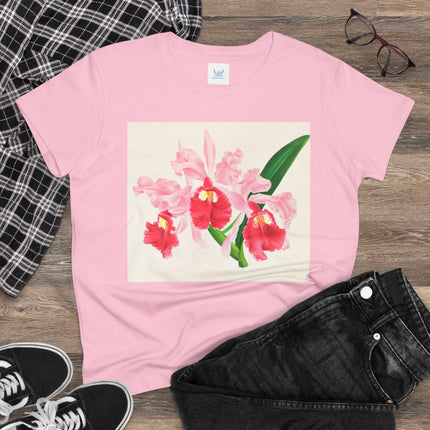 Cattleya gigas by Jean Jules Linden Women's Midweight Cotton Tee