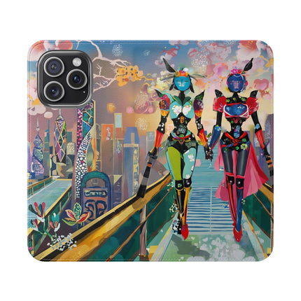 🤖🌆 Cyber Punk Robot Models Flip Case – Futuristic Fashion & Neon Elegance