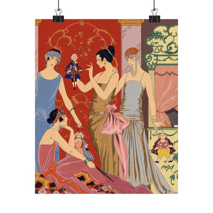 🎭🌹 Les Marionnettes Matte Vertical Poster – George Barbier Art Deco Fashion Elegance