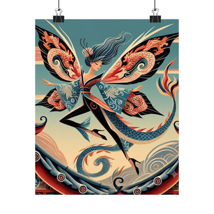 🐉🧚 Dragon Fairy of the Temple Matte Vertical Poster – Mystical Power & Ancient Elegance