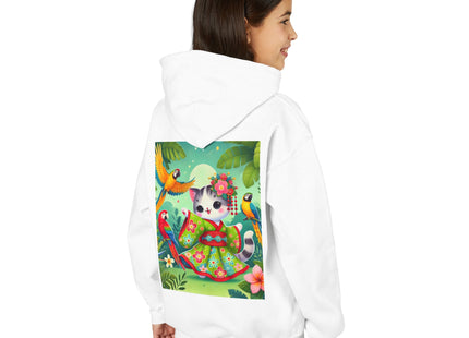 Parrot Dance of the Geisha Kitten Youth Heavy Blend Hooded Sweatshirt