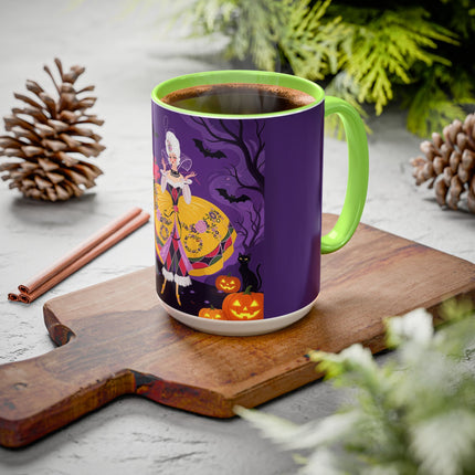 🎭🌹 The Harlequin Rose Masquerade Colorful Mug – Theatrical Halloween Romance