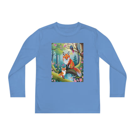 Mischievous Fox Youth Long Sleeve Competitor Tee – Woodland Fun & Storybook Adventure