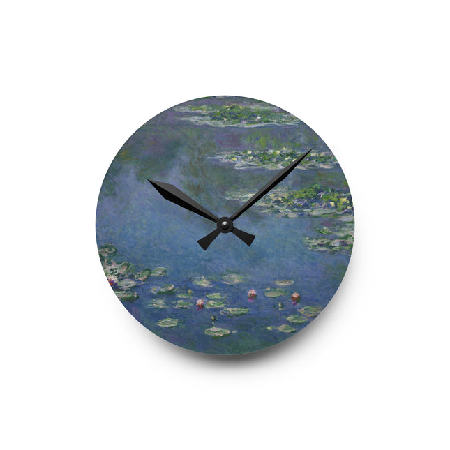 Water Lilies by Claude Monet Acrylic Wall Clock, Round and Square