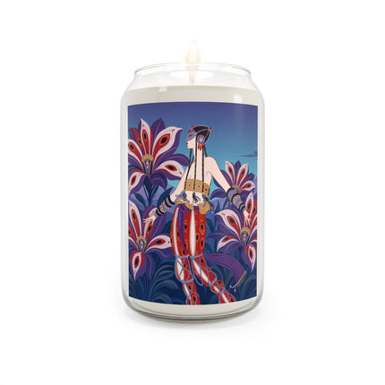 🎭🌺 The Enchanted Peacock Blossom Dancer Scented Soy Candle – Art Deco Floral Fantasy