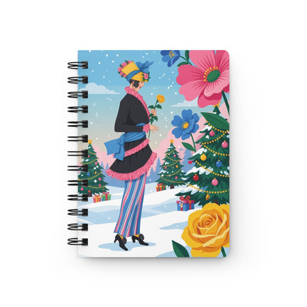 🌹🎄 The Golden Rose Christmas Stroll Spiral Notebook – Art Deco Holiday Fantasy