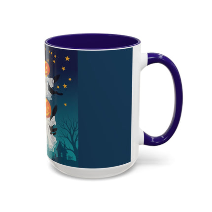 🐈‍⬛🎃 The Flying Black Cats Of Halloween Colorful Mug – Whimsical Storybook Charm