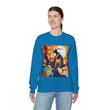 Black Cat in Kimono Unisex Heavy Blend™ Crewneck Sweatshirt
