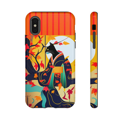 Black Cat in Kimono Phone Cases