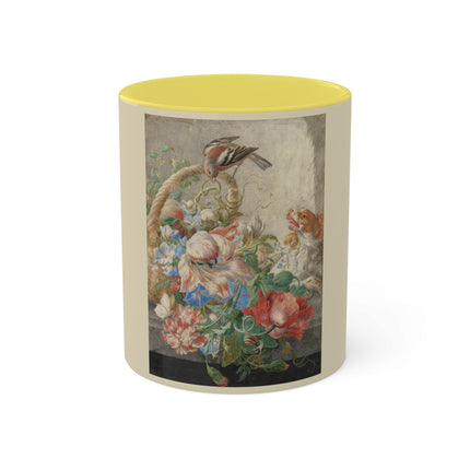 A Basket with Flowers by Herman Henstenburgh Colorful Mugs, 11oz