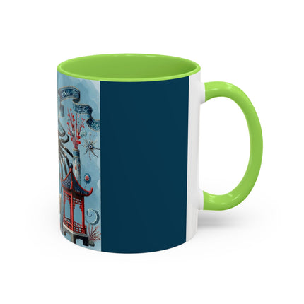 Spotted Crab & Pagoda Colorful Mug – Mystical Ocean & Asian Harmony