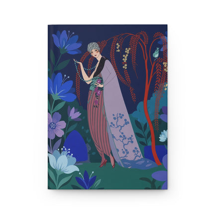 🌙🌿 The Lady Of The Midnight Willow Hardcover Journal – Art Deco Garden Elegance