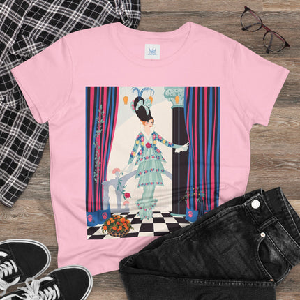 🌸🎭 The Lady Of The Garden Salon Cotton Tee – Art Deco Floral Elegance