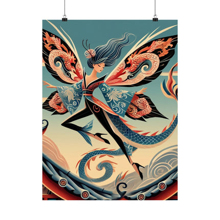 🐉🧚 Dragon Fairy of the Temple Matte Vertical Poster – Mystical Power & Ancient Elegance