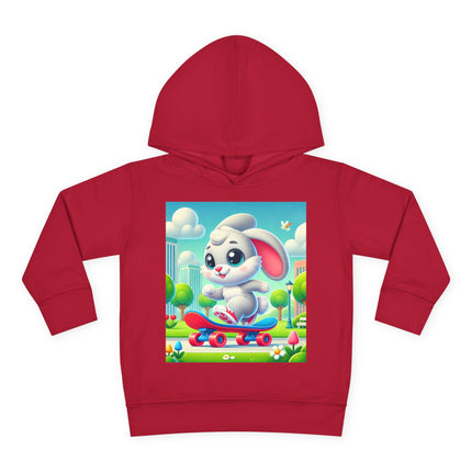 Skateboard Bunny Adventure Toddler Pullover Fleece Hoodie
