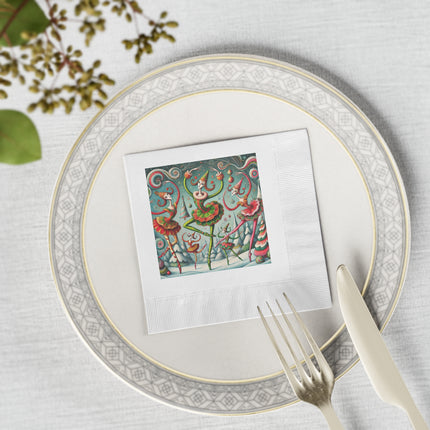 Christmas Ballet of the Absurd White Coined Napkins