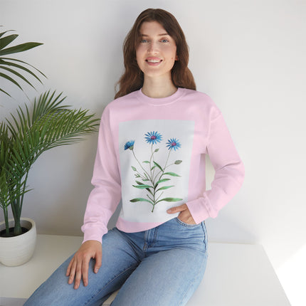 Blue Strawflower by Anselmus Boëtius de Boodt Heavy Blend™ Crewneck Sweatshirt