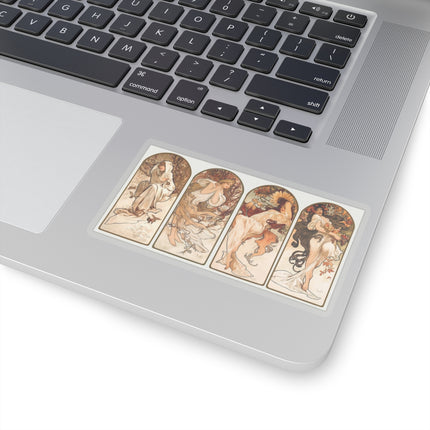 The Seasons by Alphonse Maria Mucha Kiss-Cut Stickers (4 Sizes)